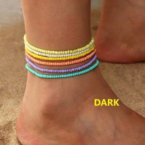Bohemian Colorful Beads Anklet Set of 6